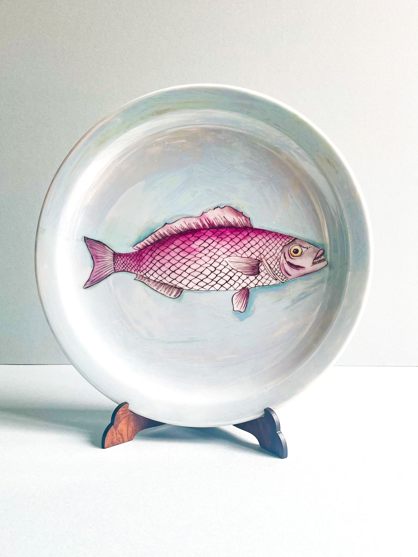 Piatto decorativo pesce dipinto a mano Piatto pesce porpora