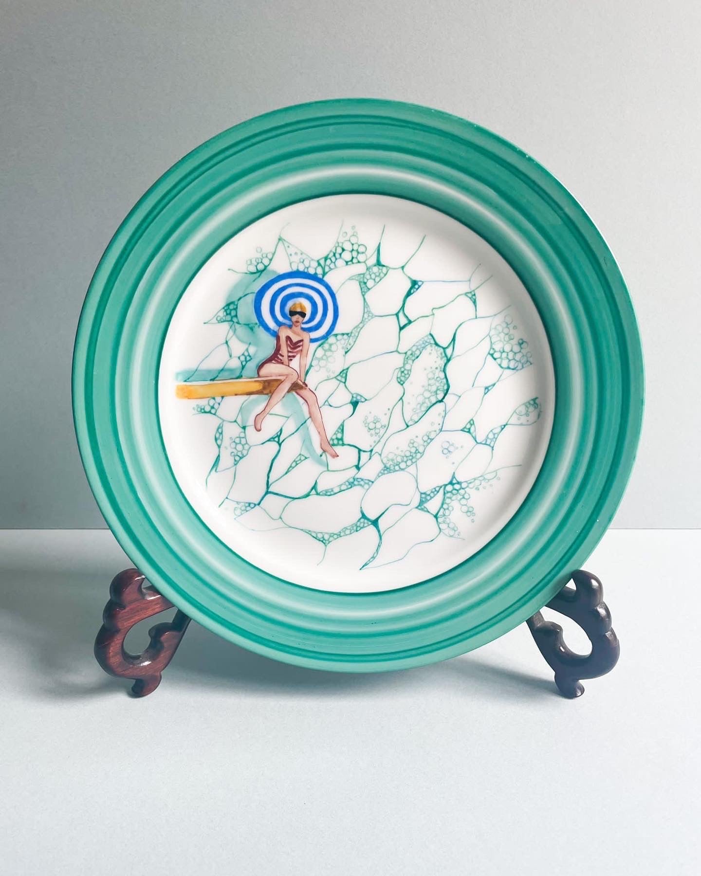 Piatto acqua marina - Marine water decorated plate