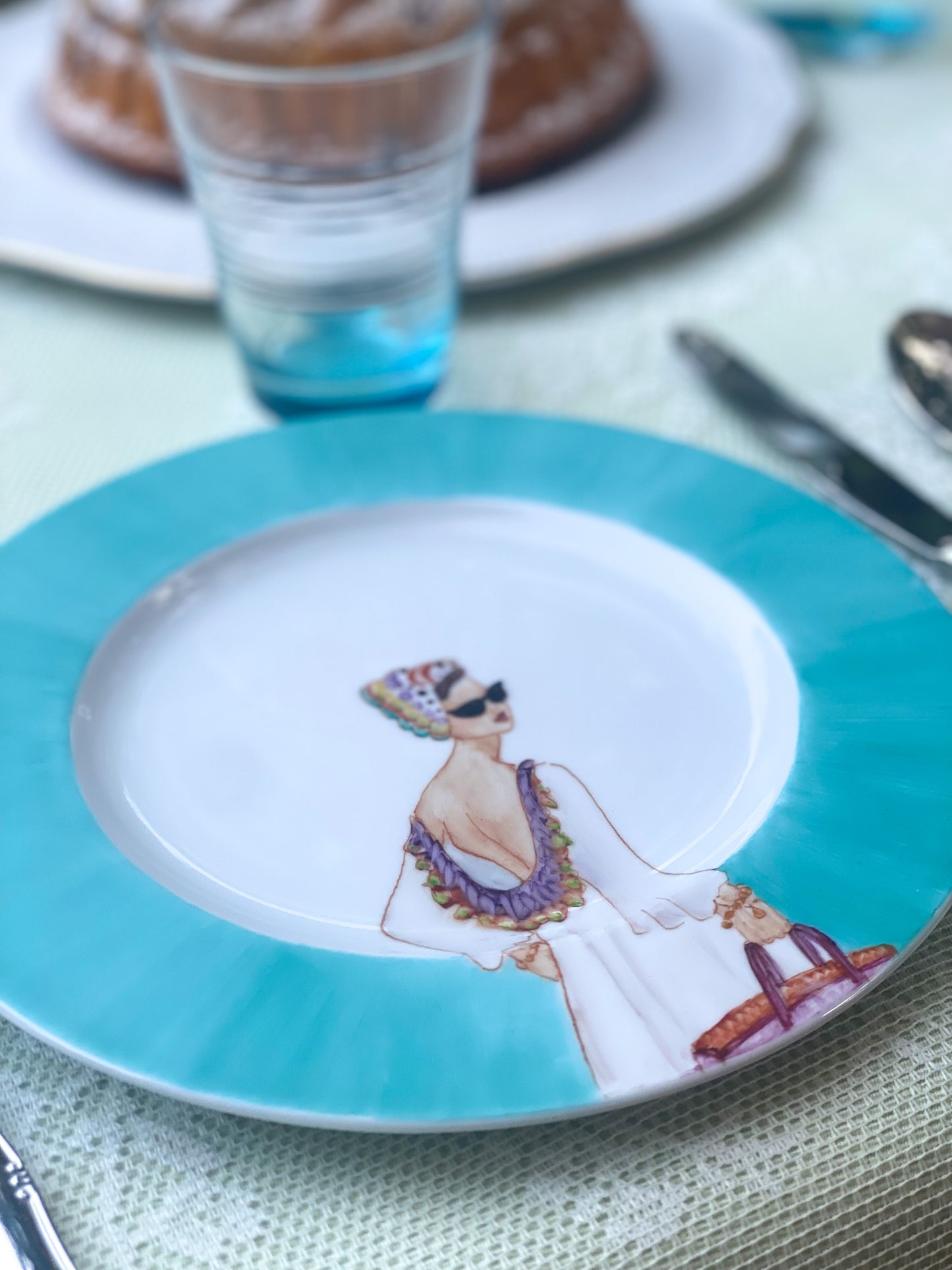 Flora Ischia Light Blue Porcelain Dessert Plate