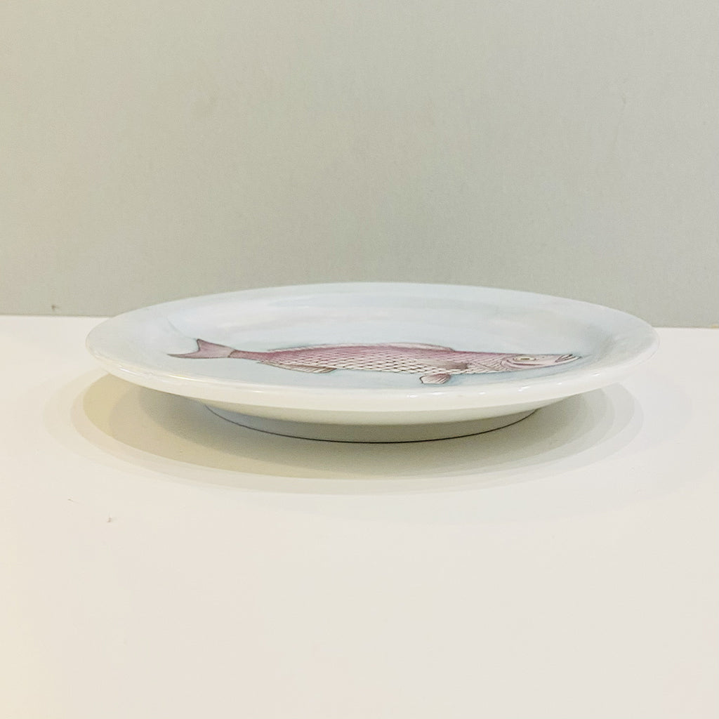 Decorative hand painted plate piatto porcellana Pesce colore porpora
