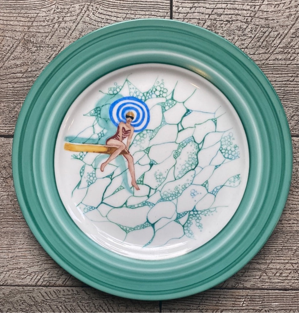 Piatto acqua marina - Marine water decorated plate